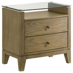 Coaster,Granada 2-drawer Glass Top Nightstand Natural Pine