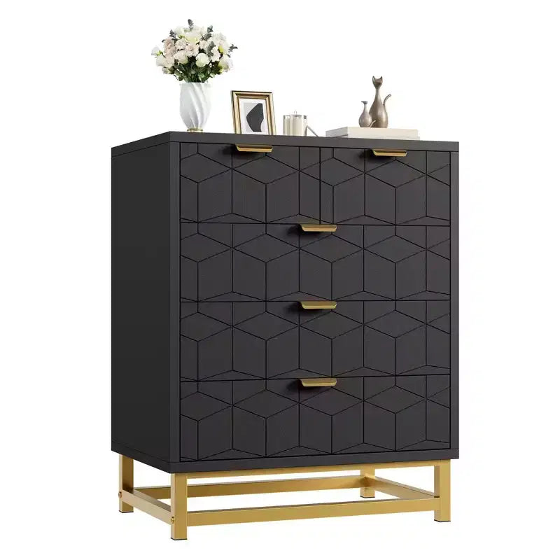Modern Dressers Chest Storage Organizer with Metal Legs, Wide Storage and 5 Drawers for Bedroom, Living Room, Hallway