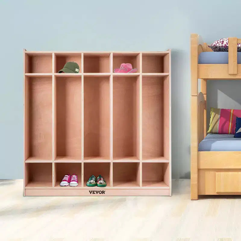 Armadietto appendiabiti a 5 sezioni con vano portaoggetti, 48 x 12 x 47,6 pollici, marrone