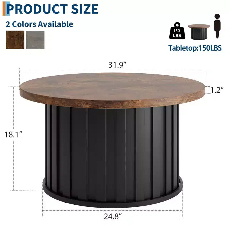 Tavolino rotondo con base in metallo