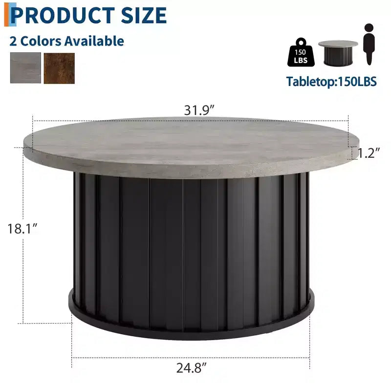 Tavolino rotondo con base in metallo
