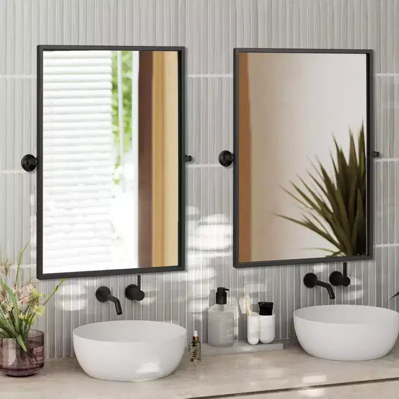 Specchio da Parete Basculante per Bagno con Cornice in Metallo
