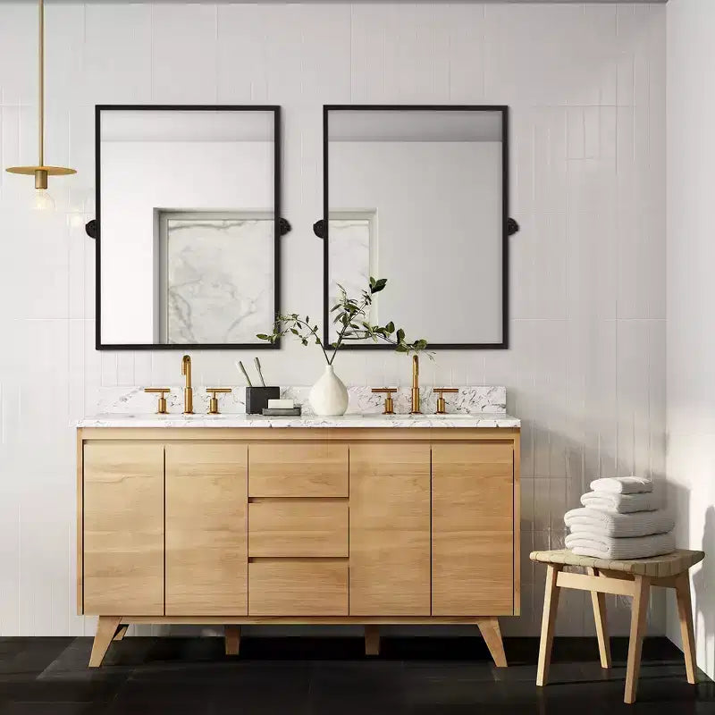 Specchio da Parete Basculante per Bagno con Cornice in Metallo