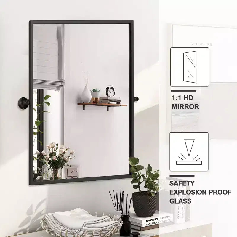 Specchio da Parete Basculante per Bagno con Cornice in Metallo