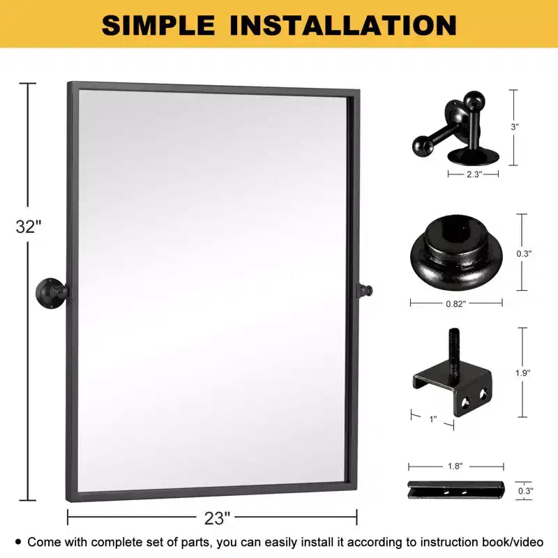 Specchio da Parete Basculante per Bagno con Cornice in Metallo