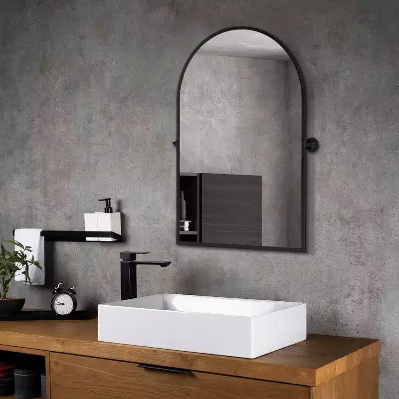 Specchio da Parete Basculante per Bagno con Cornice in Metallo