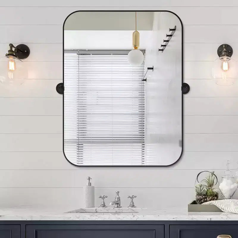 Specchio da Parete Basculante per Bagno con Cornice in Metallo