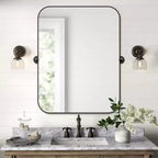 Specchio da Parete Basculante per Bagno con Cornice in Metallo
