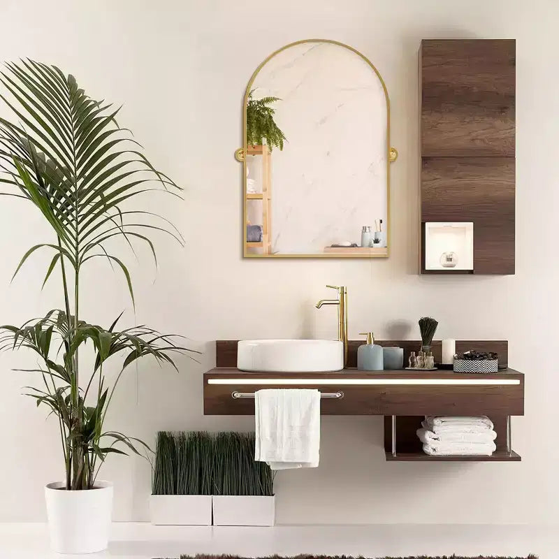 Specchio da Parete Basculante per Bagno con Cornice in Metallo