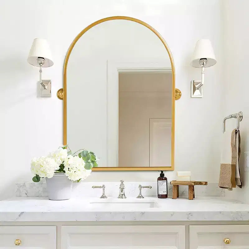 Specchio da Parete Basculante per Bagno con Cornice in Metallo