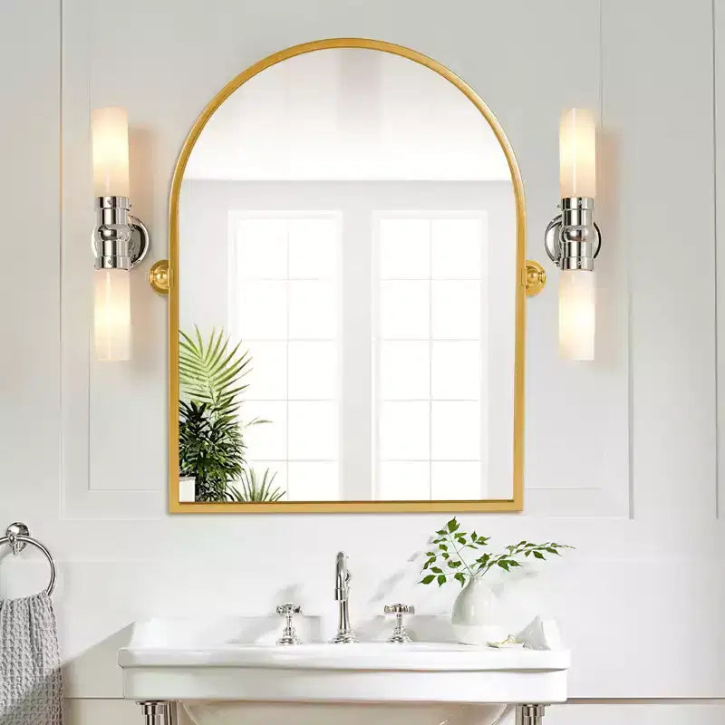 Specchio da Parete Basculante per Bagno con Cornice in Metallo