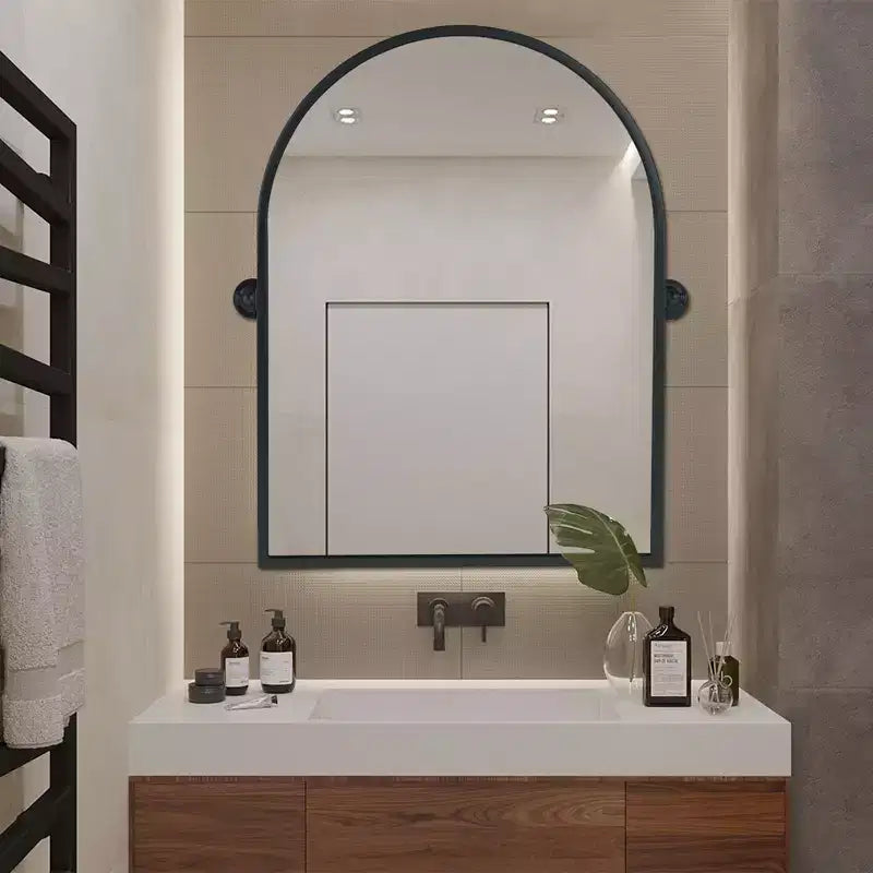 Specchio da Parete Basculante per Bagno con Cornice in Metallo