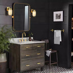 Specchio da Parete Basculante per Bagno con Cornice in Metallo