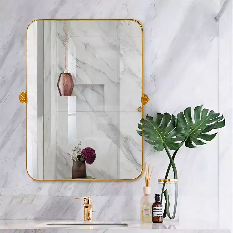 Specchio da Parete Basculante per Bagno con Cornice in Metallo