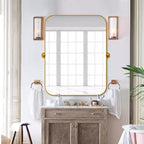 Specchio da Parete Basculante per Bagno con Cornice in Metallo