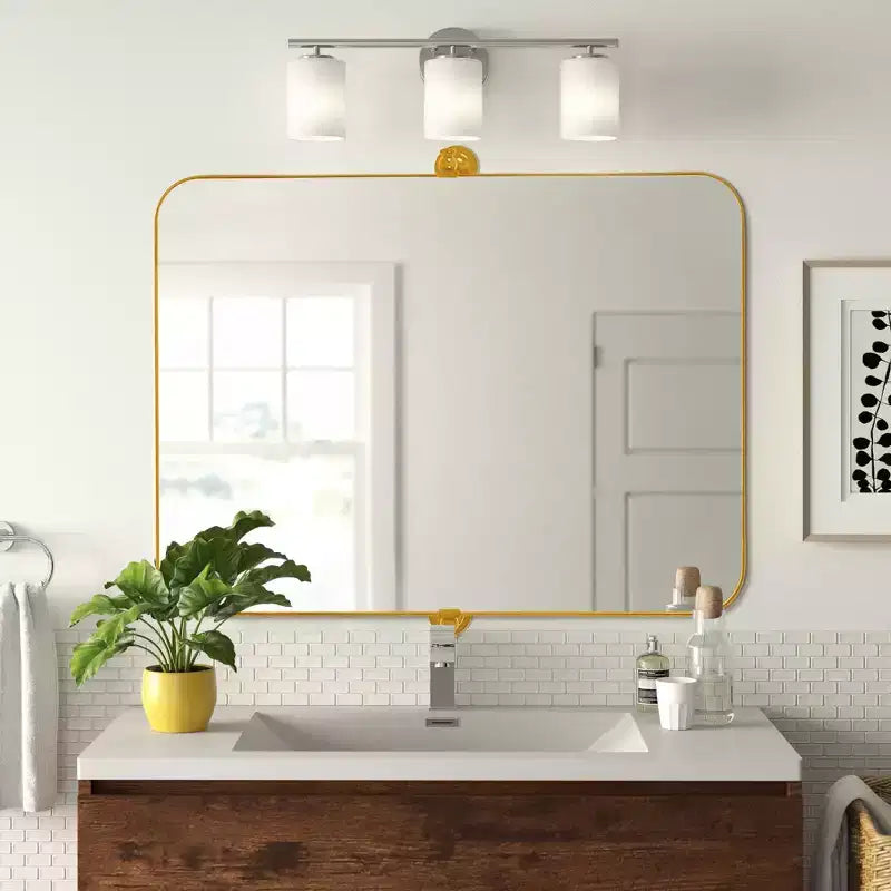 Specchio da Parete Basculante per Bagno con Cornice in Metallo