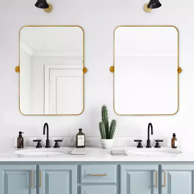 Specchio da Parete Basculante per Bagno con Cornice in Metallo