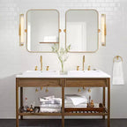 Specchio da Parete Basculante per Bagno con Cornice in Metallo