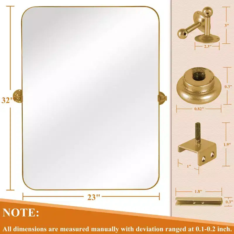 Specchio da Parete Basculante per Bagno con Cornice in Metallo