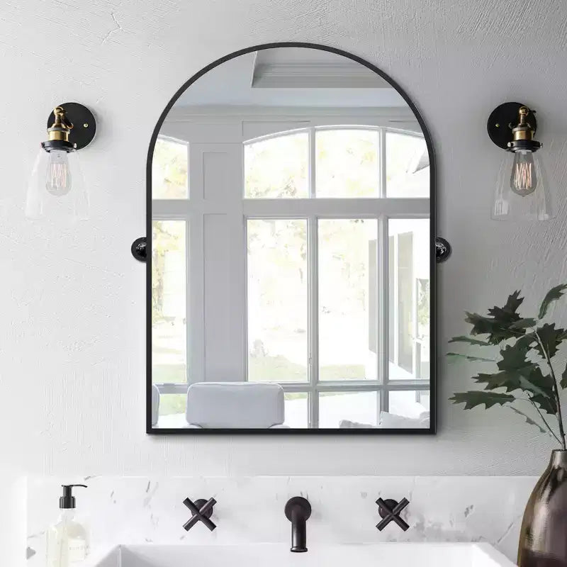 Specchio da Parete Basculante per Bagno con Cornice in Metallo