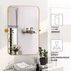 Specchio da Parete Basculante per Bagno con Cornice in Metallo