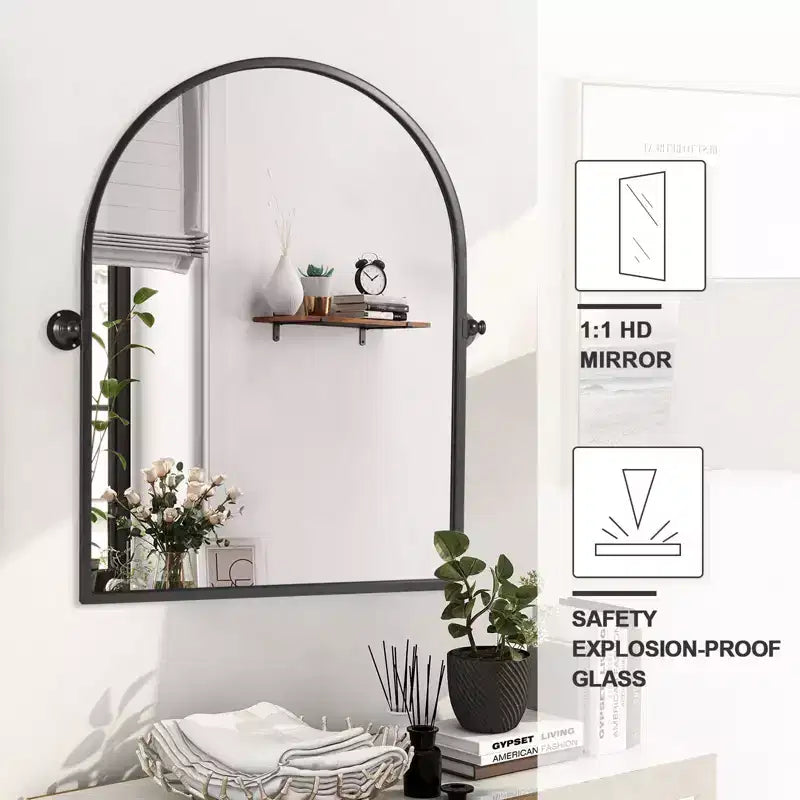 Specchio da Parete Basculante per Bagno con Cornice in Metallo