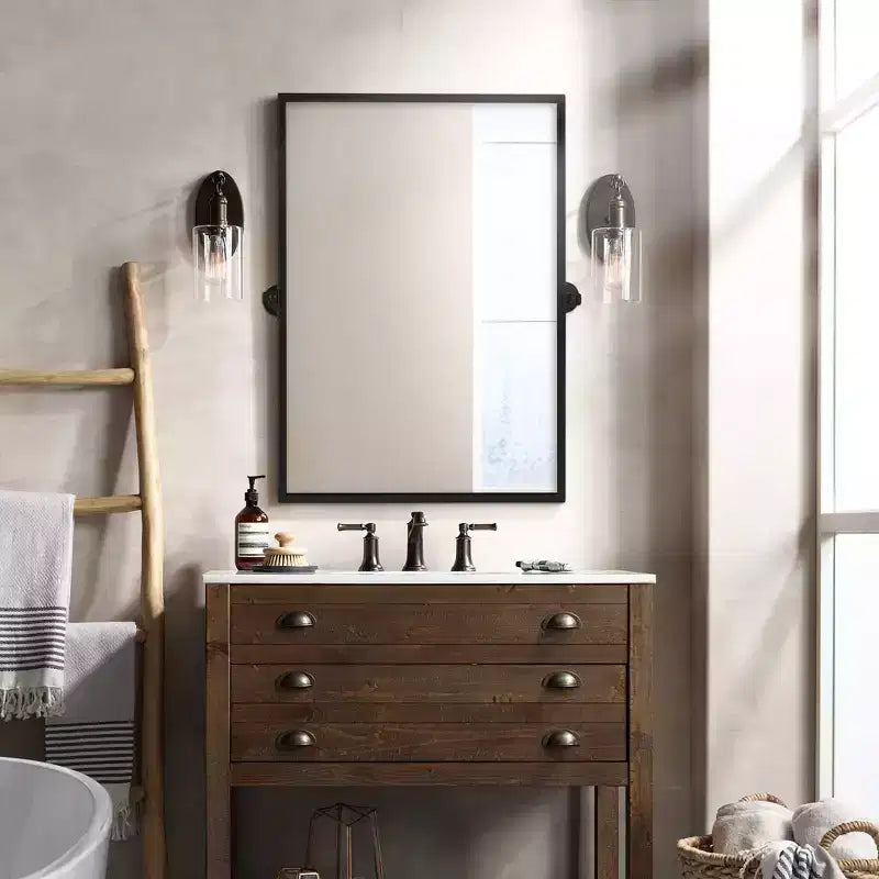 Specchio da Parete Basculante per Bagno con Cornice in Metallo
