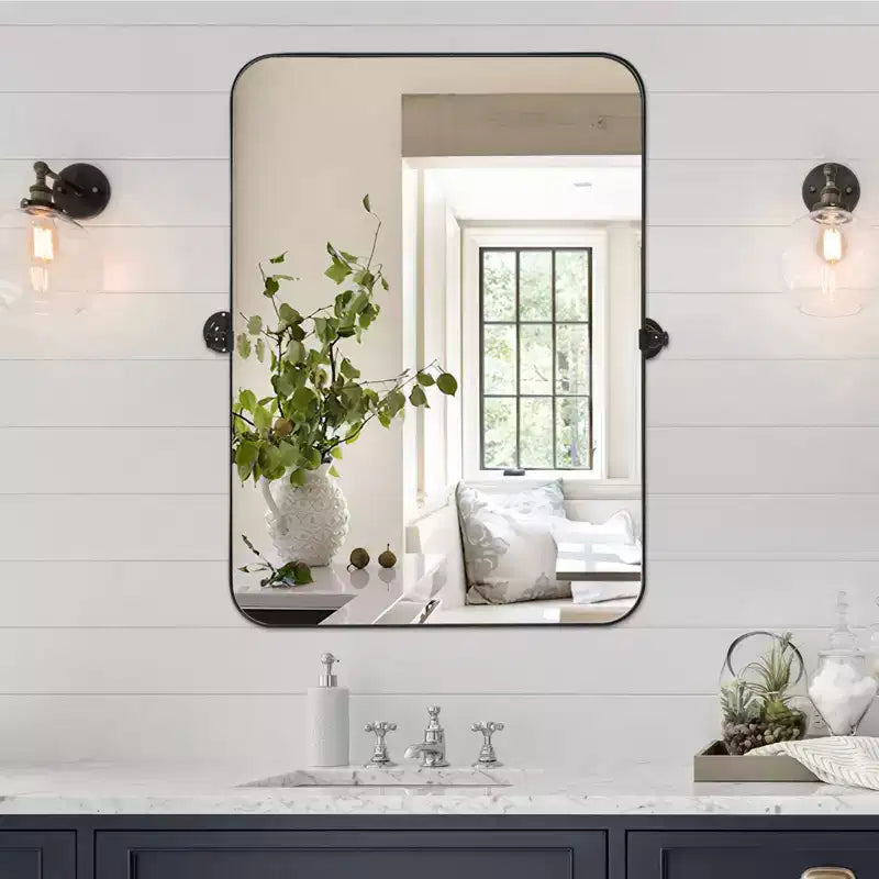 Specchio da Parete Basculante per Bagno con Cornice in Metallo