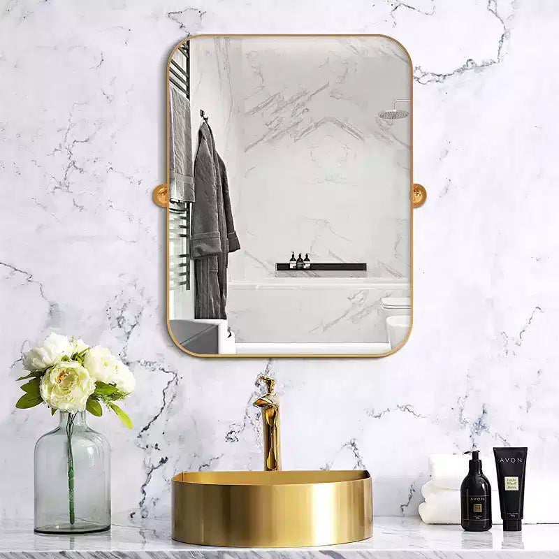 Specchio da Parete Basculante per Bagno con Cornice in Metallo