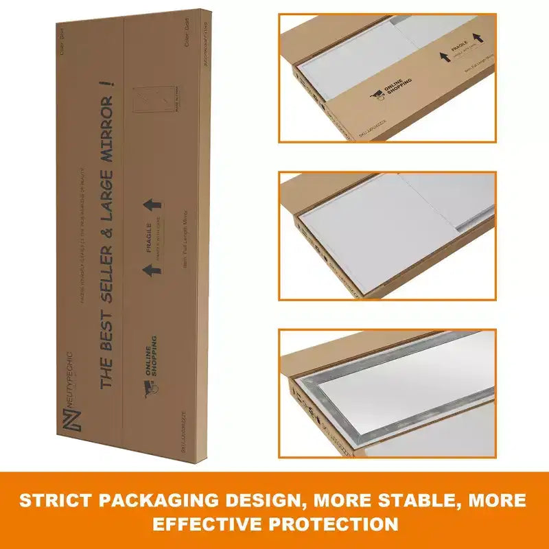 Specchio a figura intera da terra 64 x 21 pollici con cornice in legno, autoportante