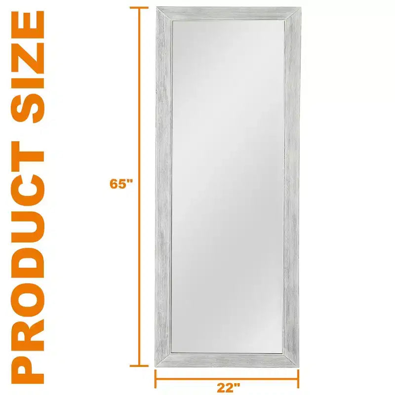 Specchio a figura intera da terra 64 x 21 pollici con cornice in legno, autoportante