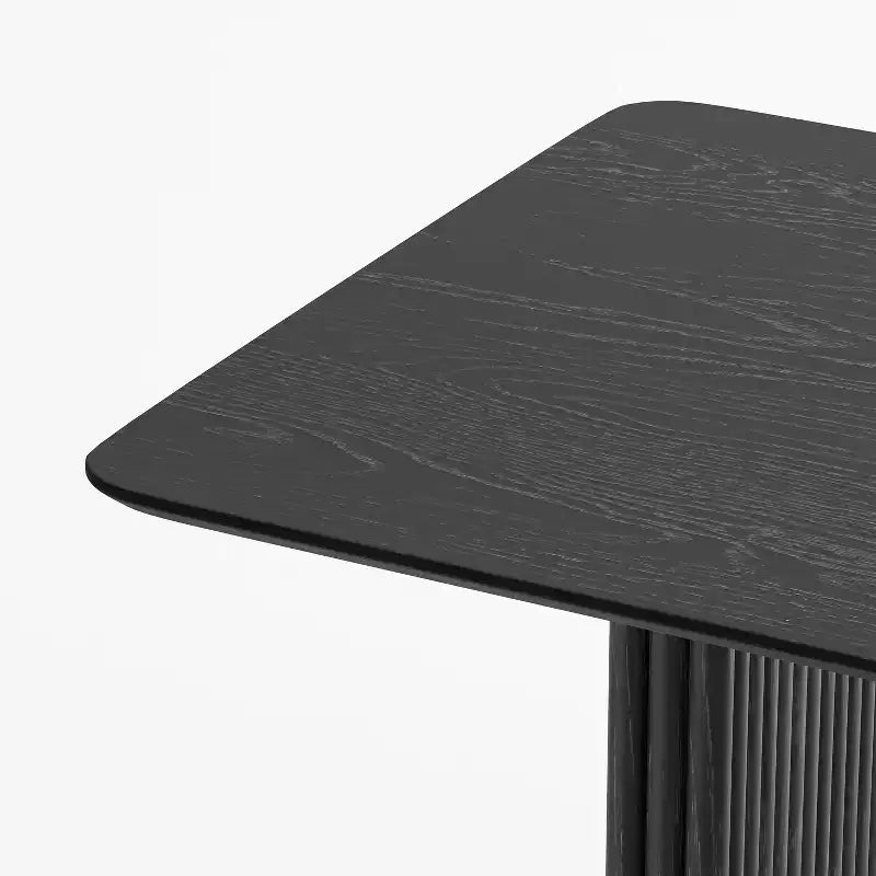 Tavolo da Pranzo in Legno Massello 67 x 33,5 con Gambe a Onda, 6 Posti, Nero