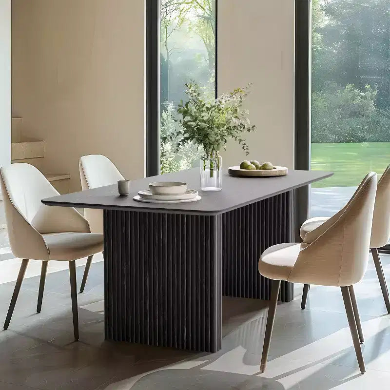 Tavolo da Pranzo in Legno Massello 67 x 33,5 con Gambe a Onda, 6 Posti, Nero