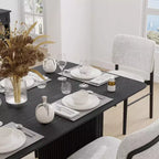 Tavolo da Pranzo in Legno Massello 67 x 33,5 con Gambe a Onda, 6 Posti, Nero