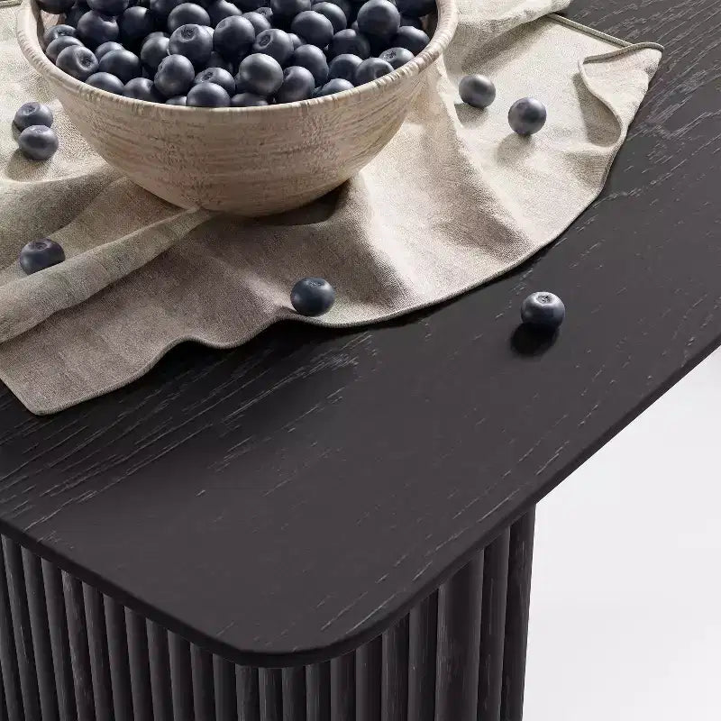 Tavolo da Pranzo in Legno Massello 67 x 33,5 con Gambe a Onda, 6 Posti, Nero