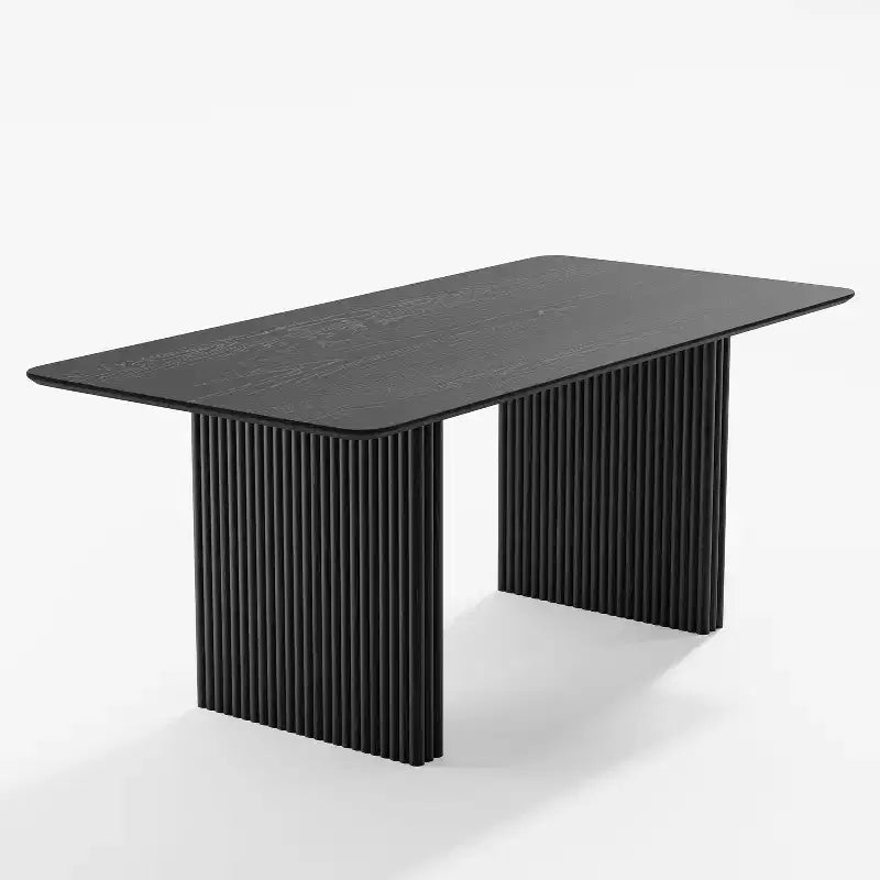Tavolo da Pranzo in Legno Massello 67 x 33,5 con Gambe a Onda, 6 Posti, Nero