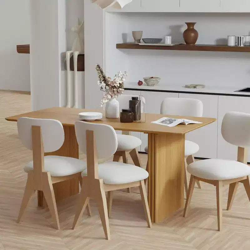 Tavolo da pranzo in legno massello 67 x 33,5 con gambe a onda, 6 posti, giallo