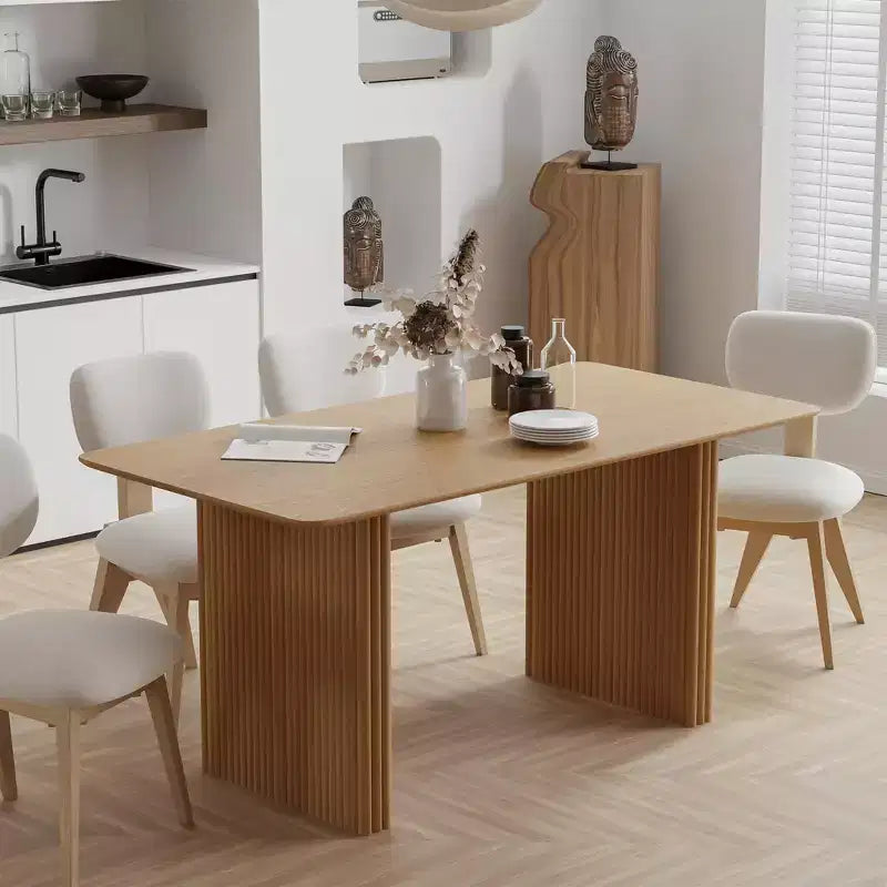 Tavolo da pranzo in legno massello 67 x 33,5 con gambe a onda, 6 posti, giallo