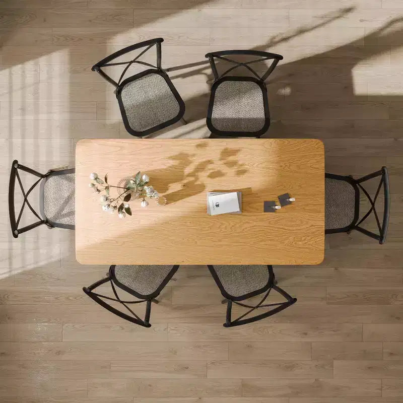Tavolo da pranzo in legno massello 67 x 33,5 con gambe a onda, 6 posti, giallo