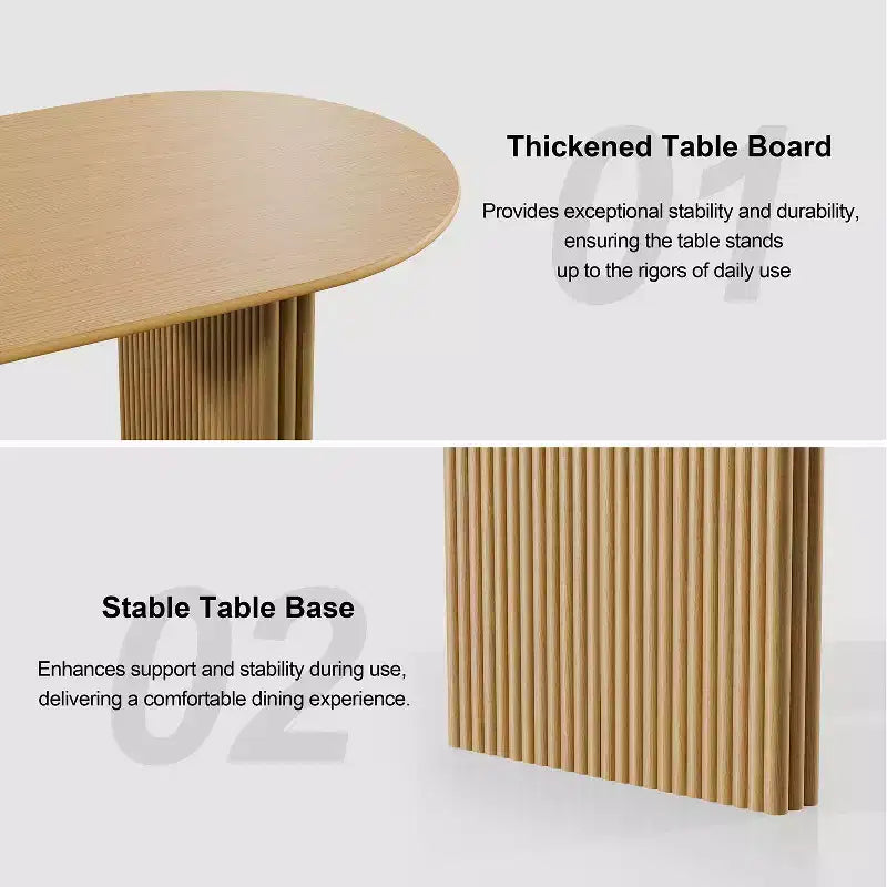 Tavolo da pranzo ovale in legno massello 67 x 33,5 pollici con gambe a onda, 6 posti, giallo