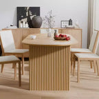 Tavolo da pranzo ovale in legno massello 67 x 33,5 pollici con gambe a onda, 6 posti, giallo
