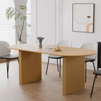 Tavolo da pranzo ovale in legno massello 67 x 33,5 pollici con gambe a onda, 6 posti, giallo
