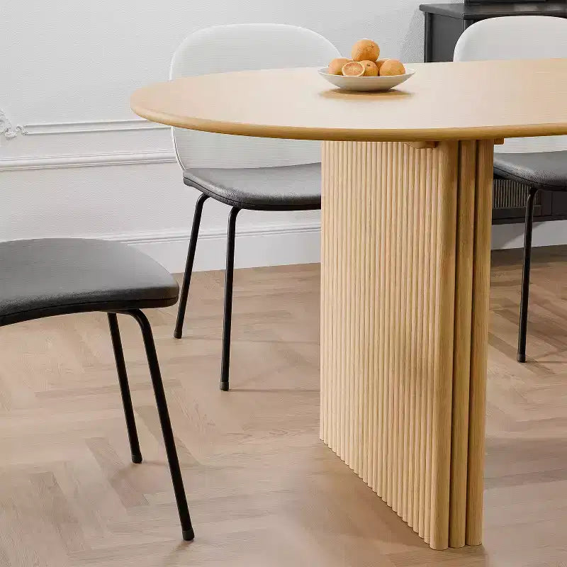 Tavolo da pranzo ovale in legno massello 67 x 33,5 pollici con gambe a onda, 6 posti, giallo