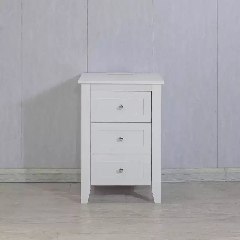 Comodino a 3 cassetti con stazione di ricarica, tavolino da notte bianco con porte USB e prese di corrente, portaoggetti per camera da letto e soggiorno