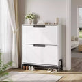 Shoe Storage Cabinet with 2 Flip Drawers, Freestanding Shoe Organizer with Metal Legs, Adjustable Shelf Narrow Shoe Rack Cabinet for Entryway, Foyer