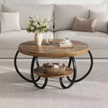 Garvee Round Coffee Table 30 Center Table, 2-Tier Coffee Table Industrial with Adjustable Feet and Designed Wood Grain, Easy Assemble