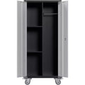 Metal Locker Storage Cabinet with Wheels 71 H with Doors and 2 Shelves Adjustable 4 Adjustable Feet for Home,Garage,Office,Shop