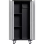 Metal Locker Storage Cabinet with Wheels 71 H with Doors and 2 Shelves Adjustable 4 Adjustable Feet for Home,Garage,Office,Shop