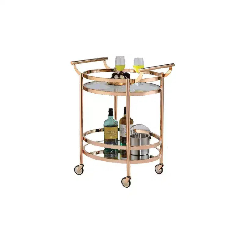 Royal Hampton Oval Metal Serving Cart, Clear Glass & Copper