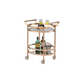 Royal Hampton Oval Metal Serving Cart, Clear Glass & Copper